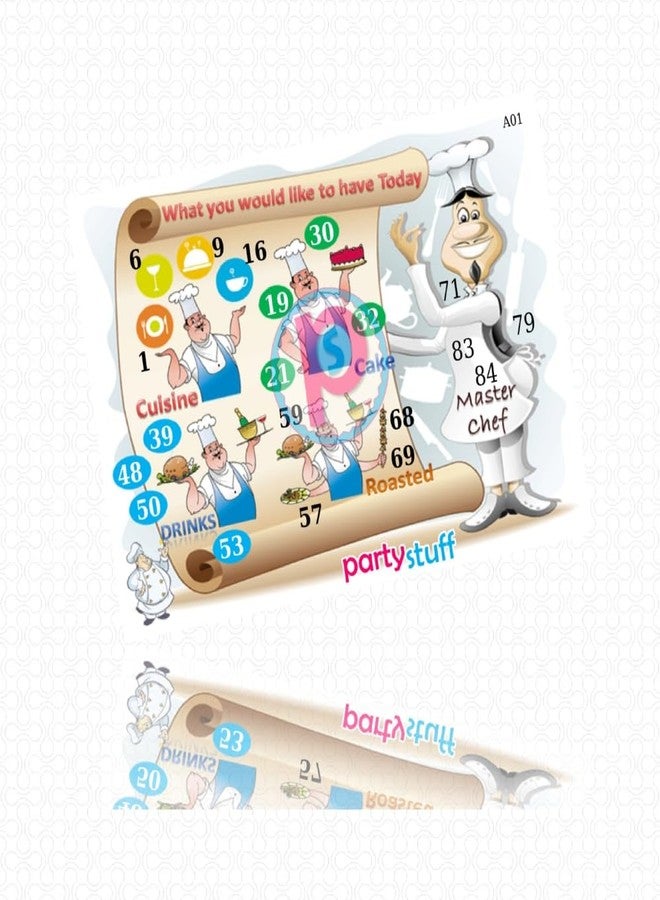 PartyStuff Kitty Games Master Chef Theme Tambola Housie Kukuba Food Tickets (24 Cards , Multicolour) - Image 2